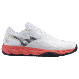 Mizuno Wave Enforce Court AC Tennis Shoe (White/Baritone Blue/Calypso Coral) 61GA243260