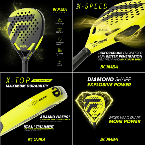 Tecnifibre BOMBA SPEED 360 Diamond V1 Padel Racket(16BOMBASP6) - Image 3